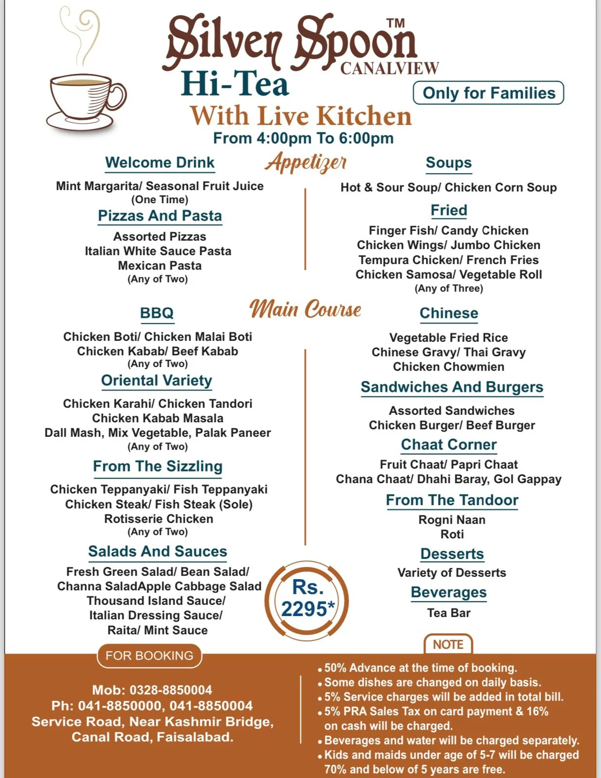 Silver Spoon Hitea Menu Silver Spoon Faisalabad